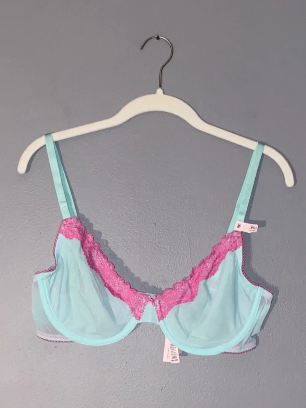 36D Victoria's Secret Tease Lace Trim Unlined Demi Bra Waterfall & New Peony